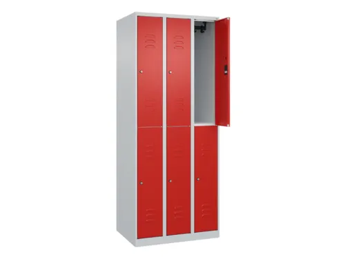 dubbeldekse locker,HxBxD 1850x750x500mm,3x2vak.,vak B 250mm,cil.-slot