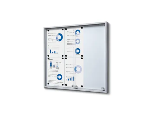 Vergrendelbaar notitiebord Indoor Slim 6xA4 met Schuifdeuren Zilver