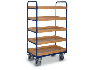 Etagewagen 250kg 1000x600mm H 1530mm 5 Etages Hout Ral5010 - 2