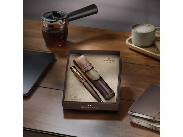 Stylo bille Coffret Sheaffer 100G9374 Coffee étui en cuir Marron mat