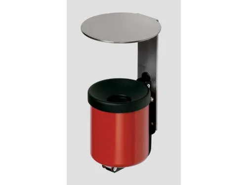 Wandasbak 0.6 liter HxØ 220x90mm Ral3000 Rood Staal Overkapping Rvs