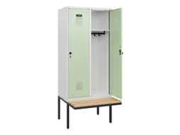 locker met bank,HxBxD 1950x800x815mm,2vak,vak B 400mm,draaigrendel
