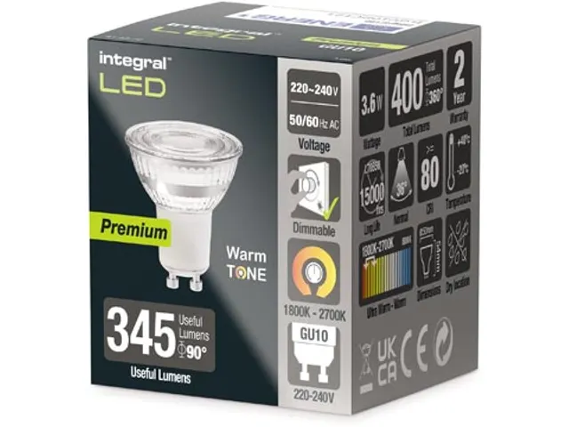 Gu10 Warm Tone Spot, Dimbaar 1800-2700K ,3.6W