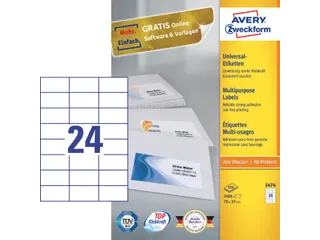 Etiket Avery Zweckform 3474 70x37mm wit 2400stuks - 4