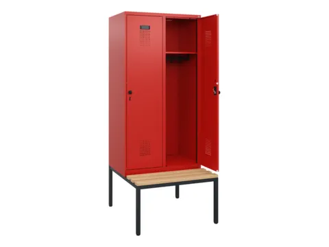 locker met bank,HxBxD 1950x800x815mm,2vak,vak B 400mm,draaigrendel