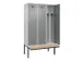 locker met bank,voor scheiding van kleding,HxBxD 2120x1200x815mm,3vak