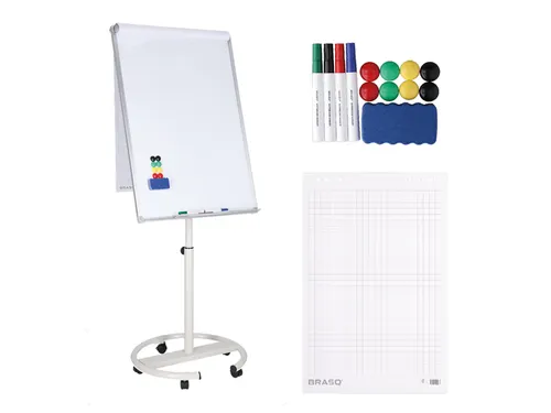 BRASQ Flipover Mobiel Deluxe 70x100cm Magnetisch Wit met accessoires