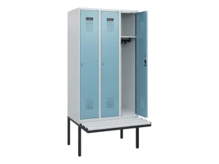 locker met bank,HxBxD 1950x900x815mm,3vak,vak B 300mm,cilinderslot - 1