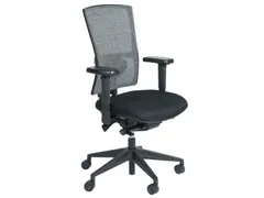 Bureaustoel 400 NPR Stof zwart, rug Wol/Mesh Grijs, Zwart voetkruis