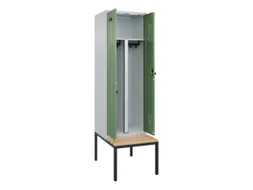 PBM-locker met bank,HxBxD 2120x600x815mm,2vak,vak B 300mm,draaigrendel