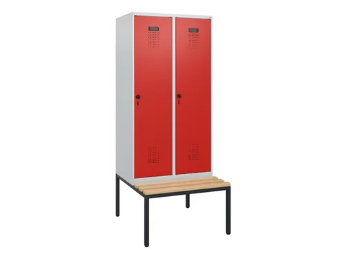locker met bank,HxBxD 1950x800x815mm,2vak,vak B 400mm,draaigrendel