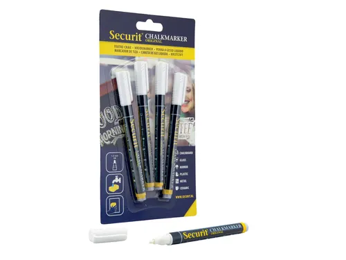 Krijtstift Securit SMA-100 rond wit 1-2mm blister à 4 stuks