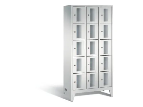 Lockerkast 1850x900x500mm 3x5 vakken Cilinderslot Poten, RAL7035