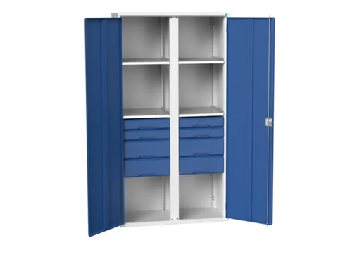 universele kast,HxBxD 2000x1050x550mm,4xStalen bodem,8lade(n)
