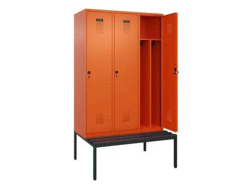 locker met bank,voor scheiding van kleding,HxBxD 2120x1200x815mm,3vak