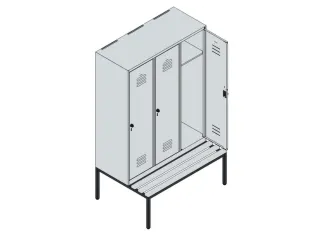 locker met bank,HxBxD 1950x1200x815mm,3vak,vak B 400mm,draaigrendel - 5
