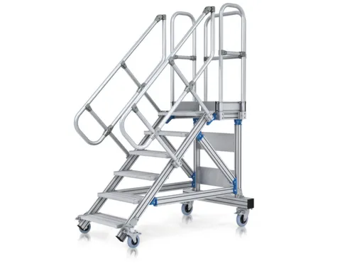 bordestrap,verrijdbaar,bordes H 2,75m,11treden,60° helling,aluminium