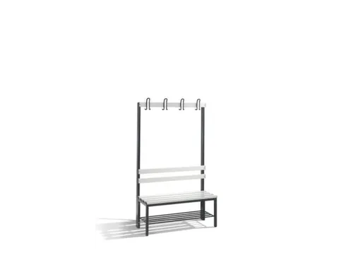Omkleedbank 1000mm Pvc-Zitlatten Enkel Hakenlijst Schoenenrek Ral7021