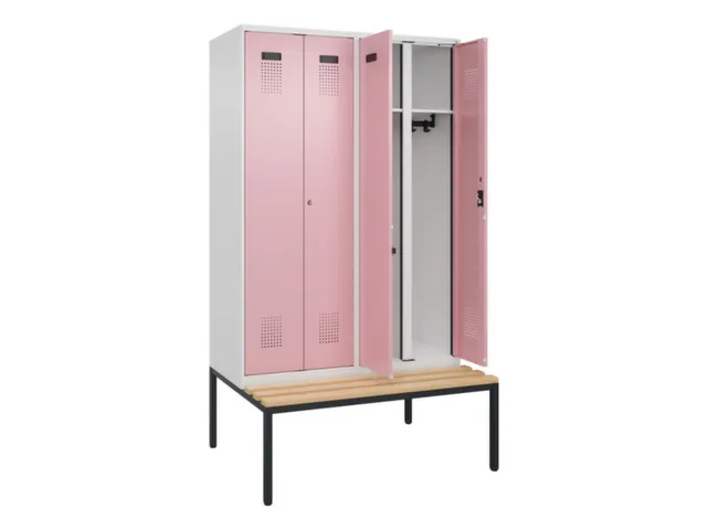 locker met bank,voor scheiding van kleding,HxBxD 2120x1200x815mm,4vak