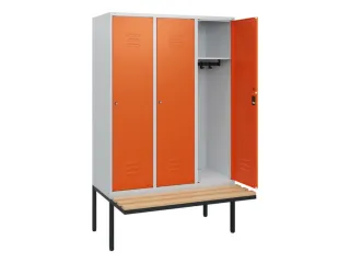 locker met bank,HxBxD 1950x1200x815mm,3vak,vak B 400mm,cil.-slot - 2