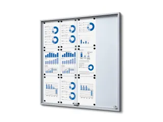 Vergrendelbaar notitiebord Indoor Slim 12xA4 met Schuifdeuren Zilver - 1