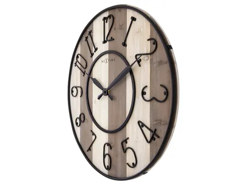 Grote wandklok - 50cm - Stil - Hout - Zwart Metaal - "Oxford" -NeXtime