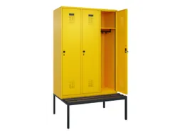 locker met bank,HxBxD 2120x1200x815mm,3vak,vak B 400mm,draaigrendel