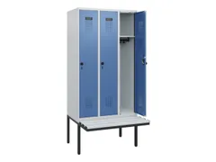 locker met bank,HxBxD 1950x900x815mm,3vak,vak B 300mm,draaigrendel