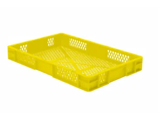 Euronorm-Stapelbak 14.5l 75x 600x 400mm Wanden/Bodem Opengewerkt Geel - 1