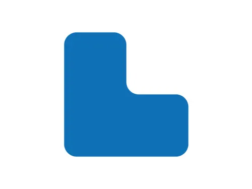 plaksymbool,L-vorm,markering HxB 100x100mm,polycarbonaat,blauw