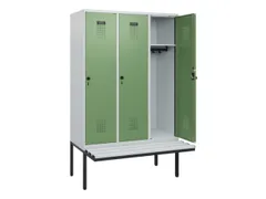 locker met bank,HxBxD 1950x1200x815mm,3vak,vak B 400mm,draaigrendel