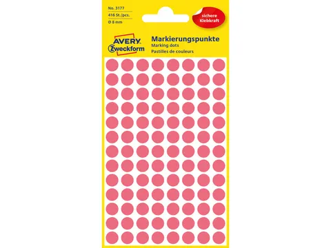 etiket Zweckform 8mm rond 4 vel a 104 etiketjes rood