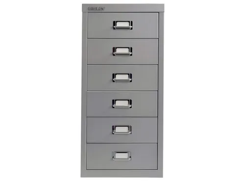 kantoor-ladekast HxBxD 590x278x380mm 6 laden romp zilverkleurig staal