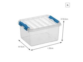 Q-line opbergbox 2L transparant blauw - 20x15x10,4cm - 2