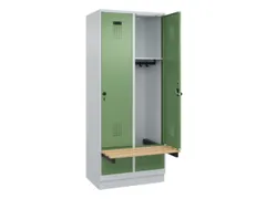 locker met bank,HxBxD 1950x800x815mm,2vak,vak B 400mm,draaigrendel