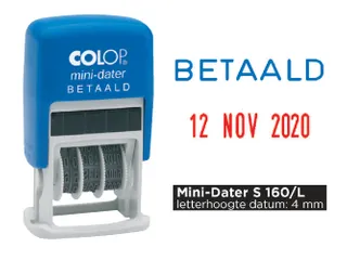 Woord-datumstempel Colop S160B betaald Rood Blauw - 3