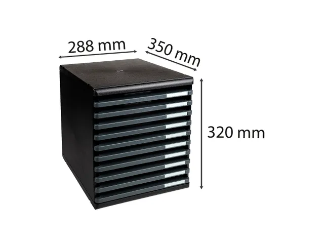 Module de classement Modulo Ecoblack 10 tiroirs ouverts - Gris foncé