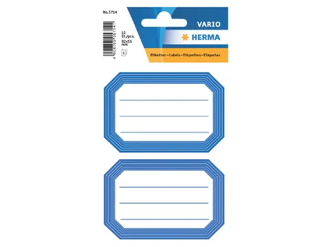 Boek Etiket Herma 5714 82x55mm Blauwe rand gelinieerd 12 stuks