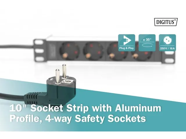 10 Inch Stekkerdoos Met Aluminium Profiel, 4-Voudig Geaard Stopcontact