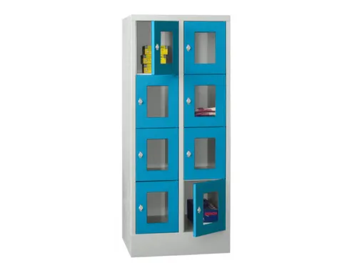 lockerkast,HxBxD 1518x600x500mm,2x4vakken,RAL7035,front RAL5012