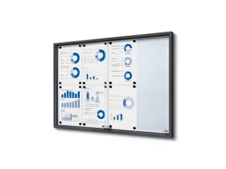 Vergrendelbaar notitiebord Indoor Slim 8xA4 met Schuifdeuren Antraciet - 1