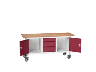 werkbank,HxBxD 830x1750x600mm,multiplexblad,uitrusting: 3laden,2kasten - 1