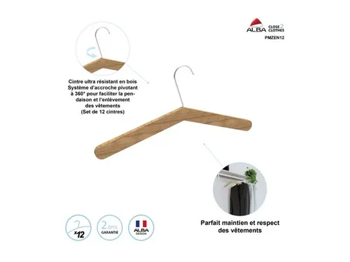 PMZEN12 houten kledinghangers 12 stuks