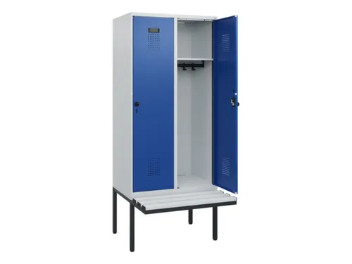 locker met bank,HxBxD 1950x800x815mm,2vak,vak B 400mm,draaigrendel