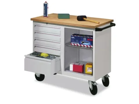 Werkplaatswagen 5 Laden 400kg Staalplaat Ral7035 Front Ral7035