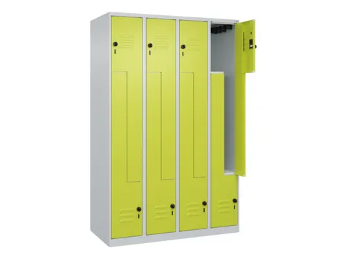 Z-garderobekast,HxBxD 1850x1200x500mm,vak B 150/300mm,draaigrendel