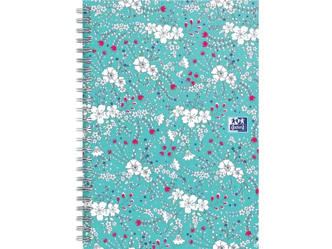 Floral hardcover spiraalschrift B5 turkoois