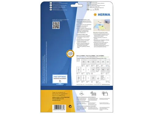 HERMA 4684 Transparante folie-etiketten Mat A4 52,5x29,7mm 1000 stuks