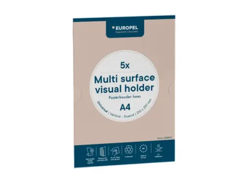 Zelfklevende Posterhouder A4 Multi-Surface Voor Glad set van 5 stuks