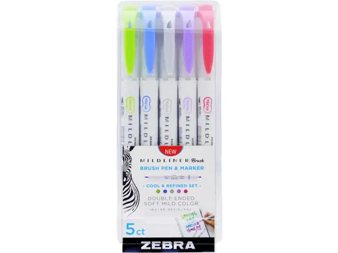 MILDLINER brushpen Cool en Refined 5x assorti kleuren dubbele punt